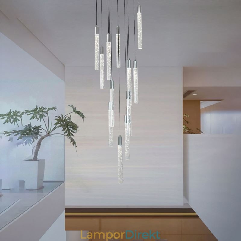 Taklampa Krom Crystal Column Cluster Taklampa
