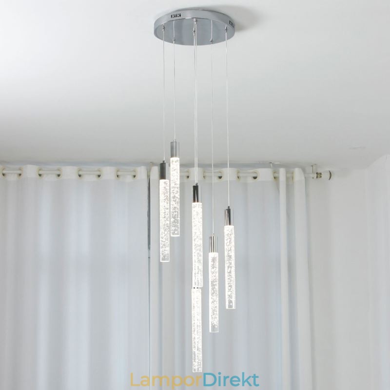 Taklampa Krom Crystal Column Cluster Taklampa