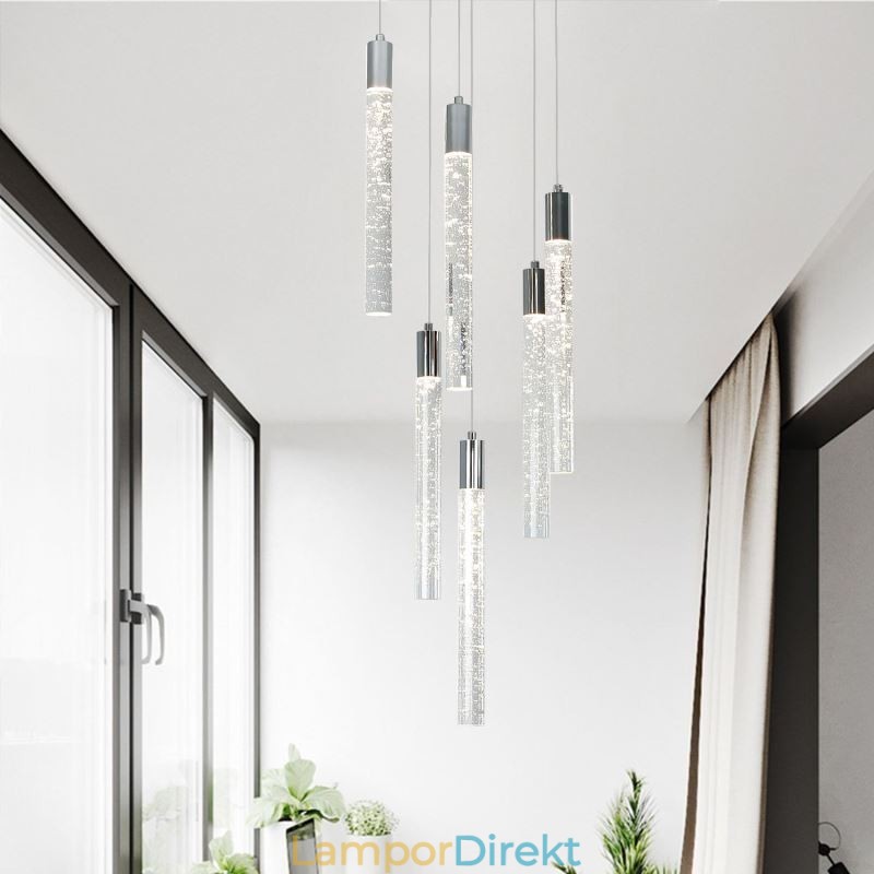 Taklampa Krom Crystal Column Cluster Taklampa