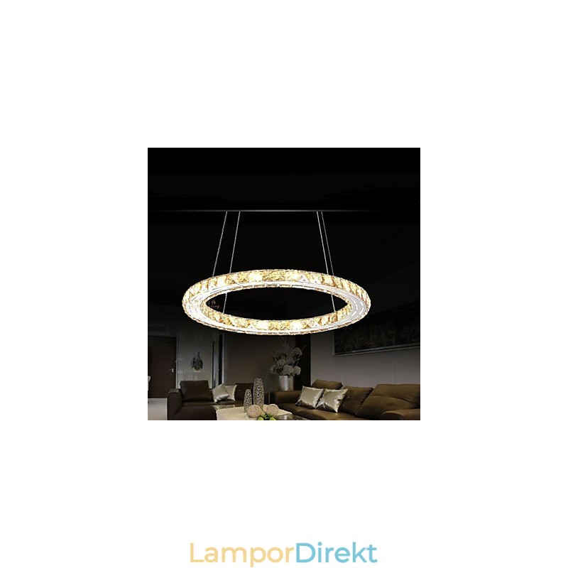 Kristall Pendelljus Belysning Lampor Moderna Armaturer Amber K9 Kristall Rund Enkel Ring 30Cm
