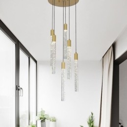 Taklampa Koppar Kristall Kolumn Cluster Taklampa