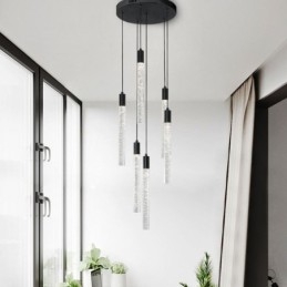 Taklampa Svart Kristallkolumn Cluster Taklampa