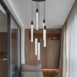 Taklampa Svart Kristallkolumn Cluster Taklampa