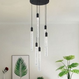 Taklampa Svart Kristallkolumn Cluster Taklampa