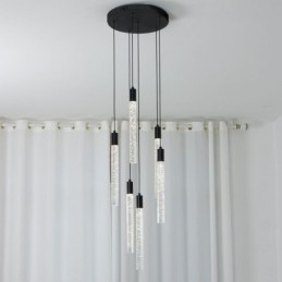 Taklampa Svart Kristallkolumn Cluster Taklampa