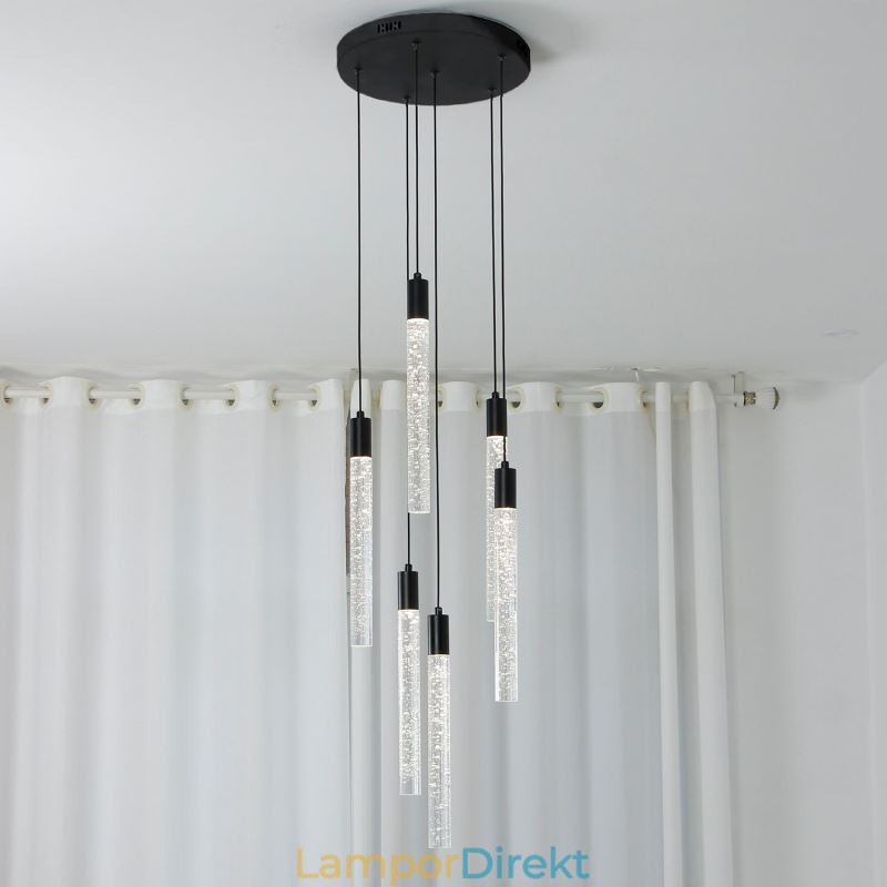 Taklampa Svart Kristallkolumn Cluster Taklampa