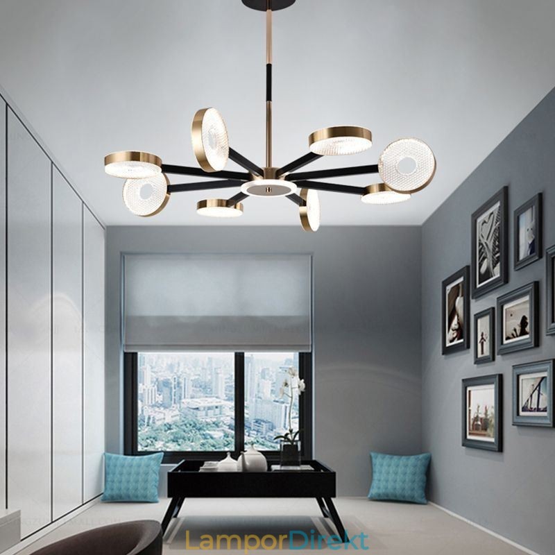Pendellampa Minimalistisk Nine Heads Circle Ceiling Light