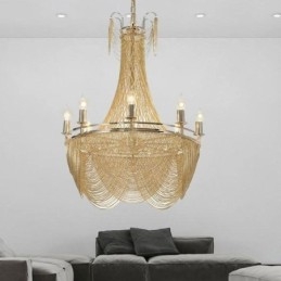 Aluminiumkedjehängande Ljus Creative Light Lyx Tofs Dekorativt Ljus Guld Silver