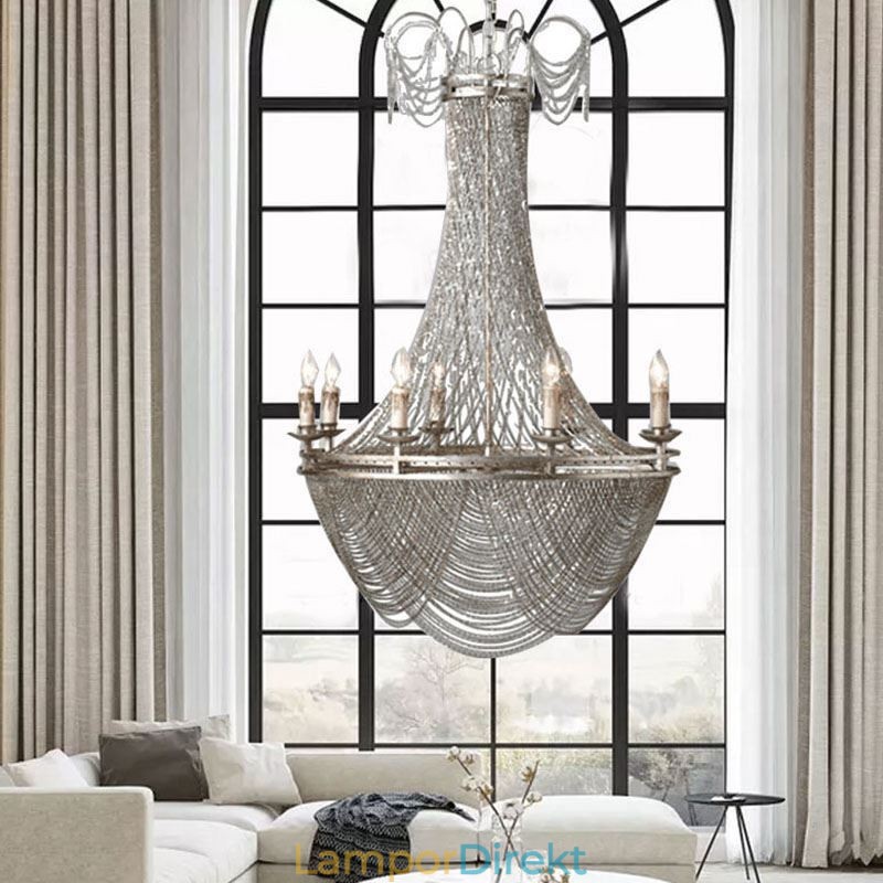 Aluminiumkedjehängande Ljus Creative Light Lyx Tofs Dekorativt Ljus Guld Silver
