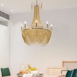 Aluminiumkedjehängande Ljus Creative Light Lyx Tofs Dekorativt Ljus Guld Silver