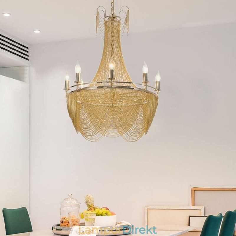 Aluminiumkedjehängande Ljus Creative Light Lyx Tofs Dekorativt Ljus Guld Silver