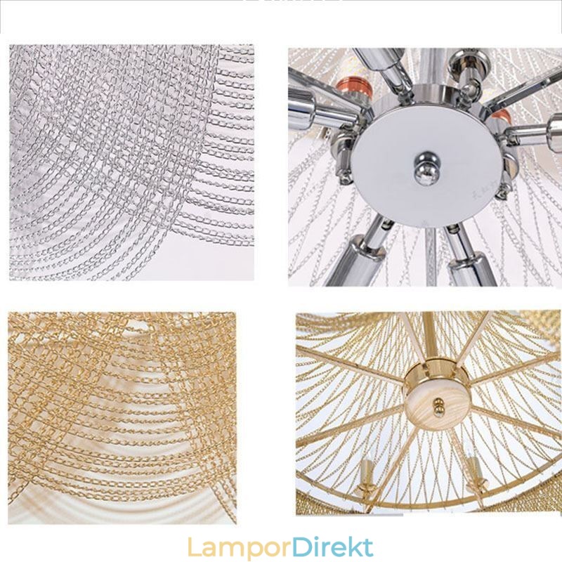 Aluminiumkedjehängande Ljus Creative Light Lyx Tofs Dekorativt Ljus Guld Silver