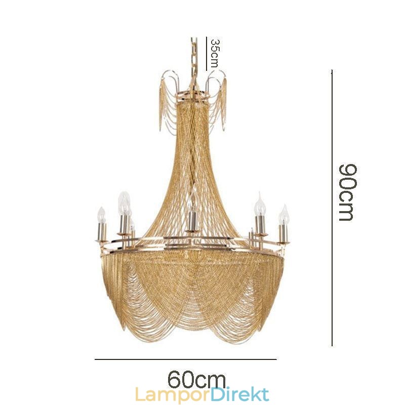 Aluminiumkedjehängande Ljus Creative Light Lyx Tofs Dekorativt Ljus Guld Silver