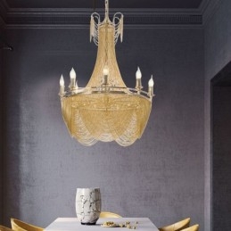 Aluminiumkedjehängande Ljus Creative Light Lyx Tofs Dekorativt Ljus Guld Silver