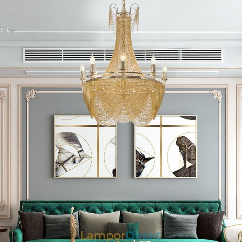 Aluminiumkedjehängande Ljus Creative Light Lyx Tofs Dekorativt Ljus Guld Silver