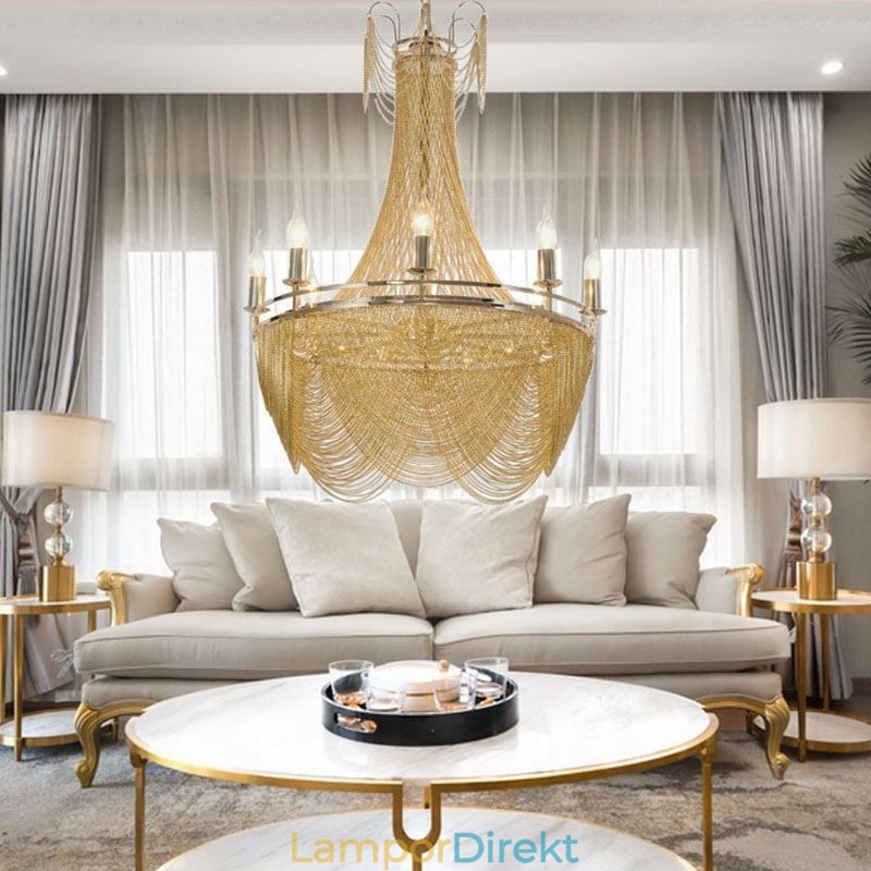 Aluminiumkedjehängande Ljus Creative Light Lyx Tofs Dekorativt Ljus Guld Silver