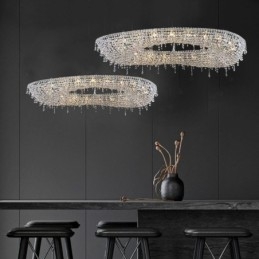 Crystal Pendel Light Modern Lyx Oval Taklampa