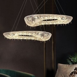 Crystal Pendel Light Modern Lyx Oval Taklampa