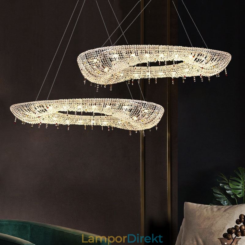Crystal Pendel Light Modern Lyx Oval Taklampa