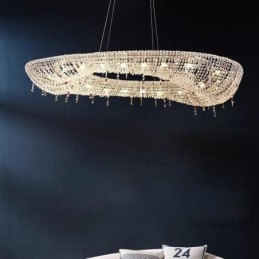 Crystal Pendel Light Modern Lyx Oval Taklampa