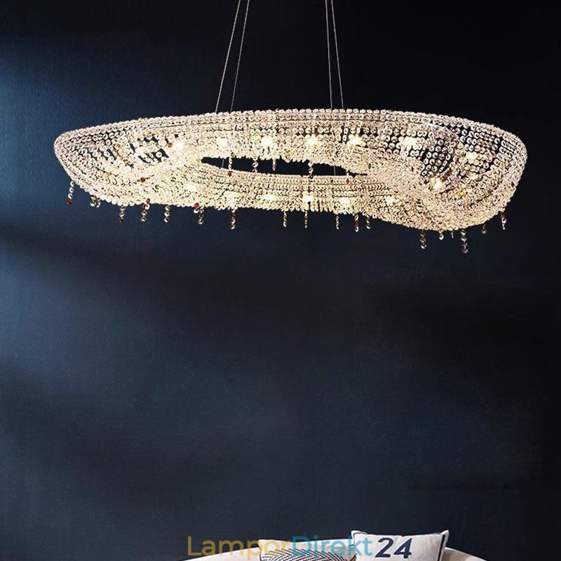 Crystal Pendel Light Modern Lyx Oval Taklampa