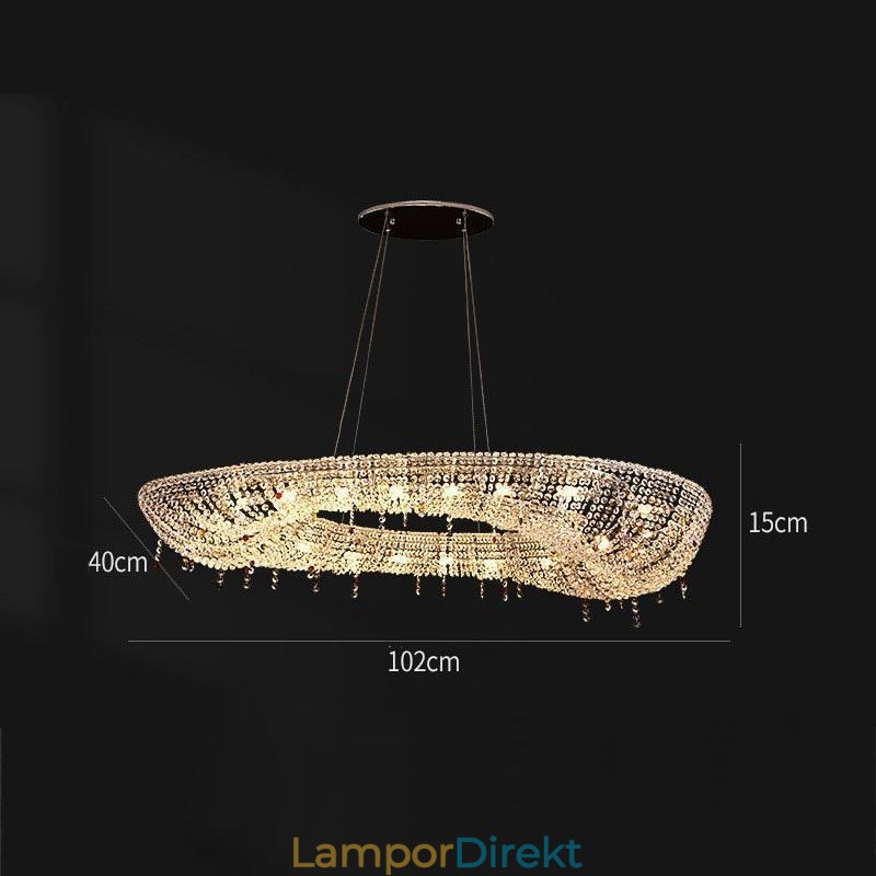 Crystal Pendel Light Modern Lyx Oval Taklampa