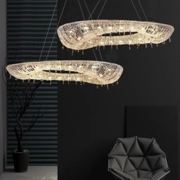 Crystal Pendel Light Modern Lyx Oval Taklampa