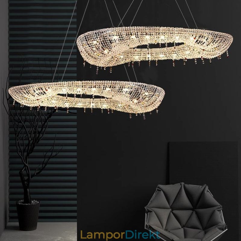 Crystal Pendel Light Modern Lyx Oval Taklampa