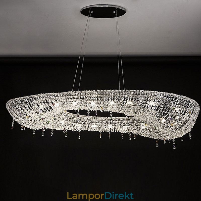 Crystal Pendel Light Modern Lyx Oval Taklampa
