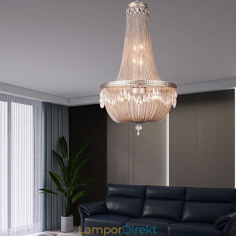 Tofs Taklampa Retro Amerikansk Duplex Aluminium Kedja Taklampa