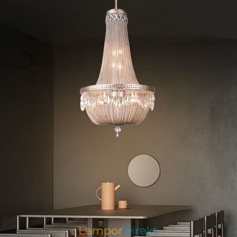 Tofs Taklampa Retro Amerikansk Duplex Aluminium Kedja Taklampa