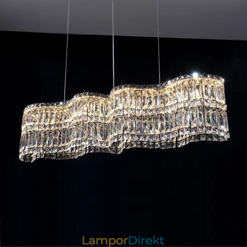 Lång Kristall Taklampa Lyx Dekoration Taklampa