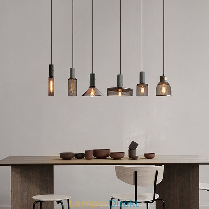 Svart Taklampa Cement Rutnät Light Country Retro Taklampa