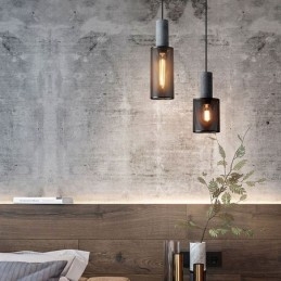 Svart Taklampa Cement Rutnät Light Country Retro Taklampa