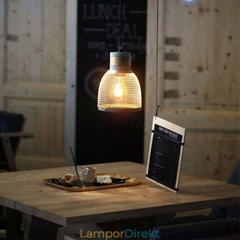 Svart Taklampa Cement Rutnät Light Country Retro Taklampa