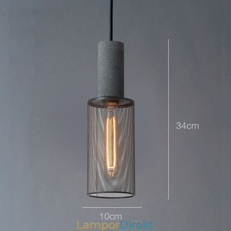 Svart Taklampa Cement Rutnät Light Country Retro Taklampa