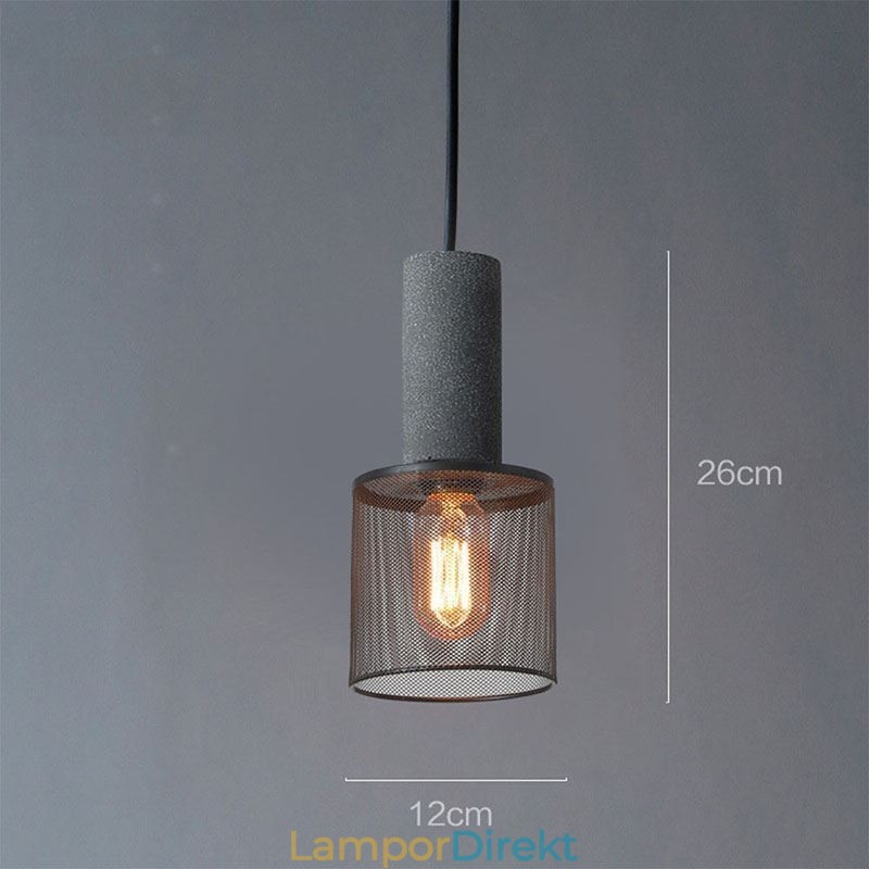 Svart Taklampa Cement Rutnät Light Country Retro Taklampa
