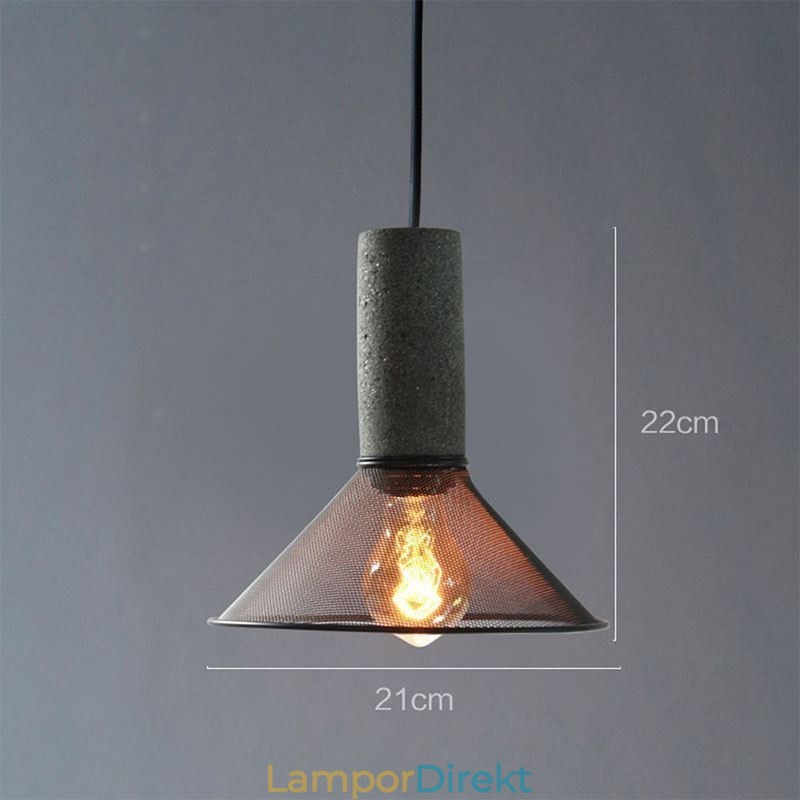 Svart Taklampa Cement Rutnät Light Country Retro Taklampa