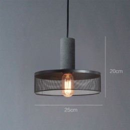 Svart Taklampa Cement Rutnät Light Country Retro Taklampa