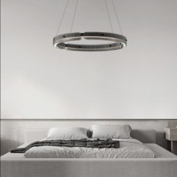 Circle Pendel Light 60 80Cm Glas Taklampa Steglös Dimbar Med Fjärrkontroll