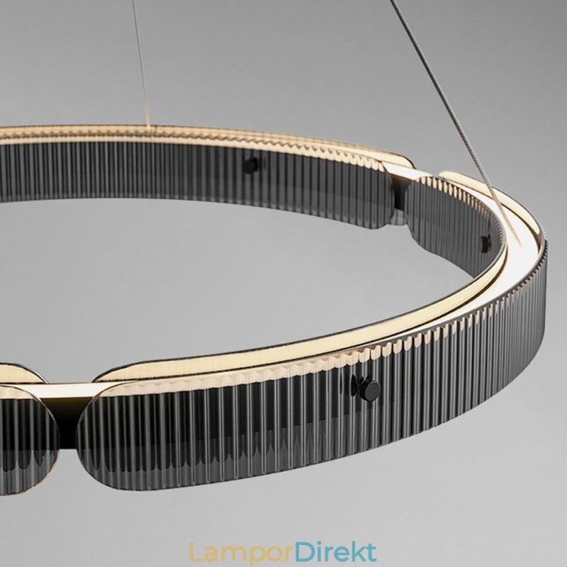 Circle Pendel Light 60 80Cm Glas Taklampa Steglös Dimbar Med Fjärrkontroll