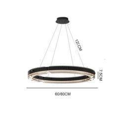Circle Pendel Light 60 80Cm Glas Taklampa Steglös Dimbar Med Fjärrkontroll