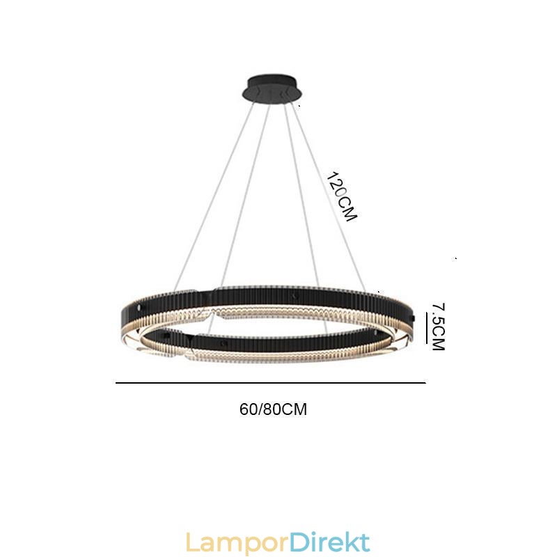 Circle Pendel Light 60 80Cm Glas Taklampa Steglös Dimbar Med Fjärrkontroll