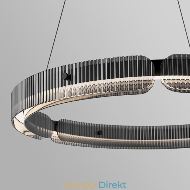 Circle Pendel Light 60 80Cm Glas Taklampa Steglös Dimbar Med Fjärrkontroll