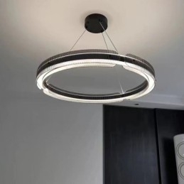 Circle Pendel Light 60 80Cm Glas Taklampa Steglös Dimbar Med Fjärrkontroll