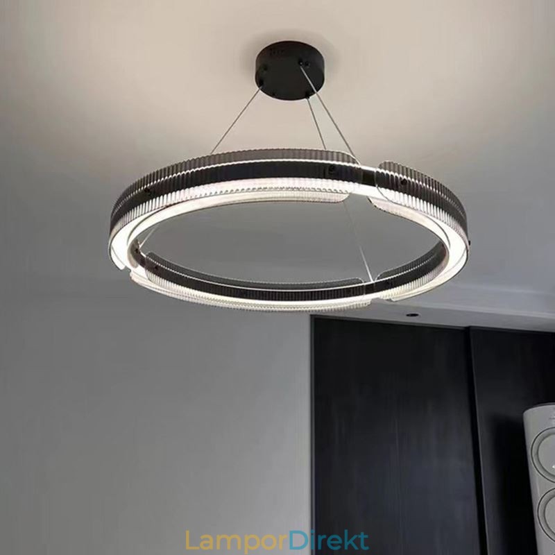 Circle Pendel Light 60 80Cm Glas Taklampa Steglös Dimbar Med Fjärrkontroll