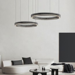 Taklampa 60+80Cm Dubbelcirkelglastaklampa Steglös Dimbar Med Fjärrkontroll