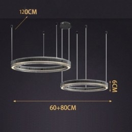 Taklampa 60+80Cm Dubbelcirkelglastaklampa Steglös Dimbar Med Fjärrkontroll
