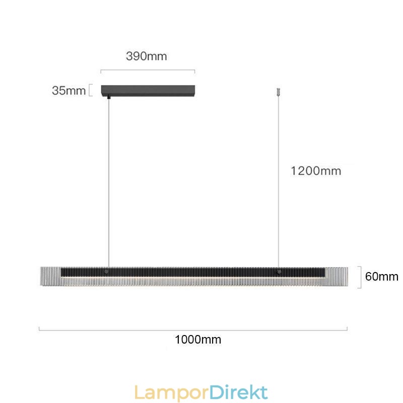 Pendellampa 100Cm Glastaklampa Steglös Dimbar Med Fjärrkontroll