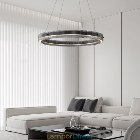 Glas Pendellampa 60 80Cm Circle Ceiling Light Steglös Dimbar Med Fjärrkontroll Glas Pendellampa 60 80Cm Circle Ceiling Light Steglös Dimbar Med Fjärrkontroll